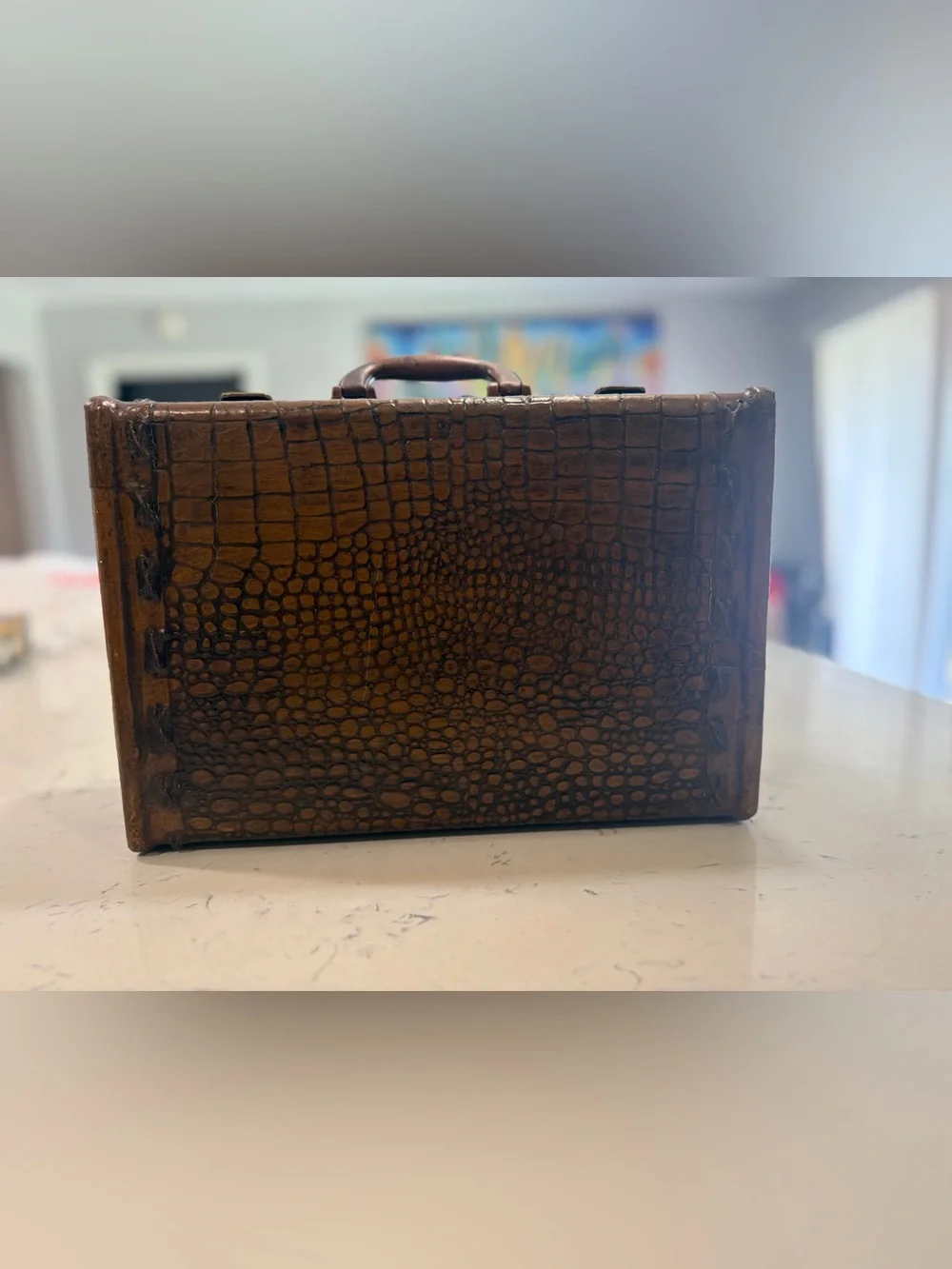 Authentic 1930's-40's Crocodile /ALLIGATOR Skin Travel Case Briefcase Antique